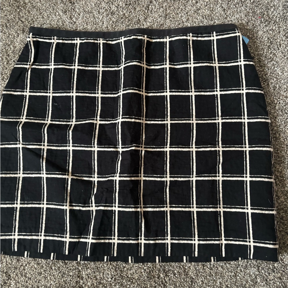 Madewell Black Mini Skirt with White Windowpane Grid